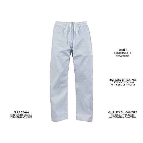 White karate pants and Gi uniforms for sparring and practice